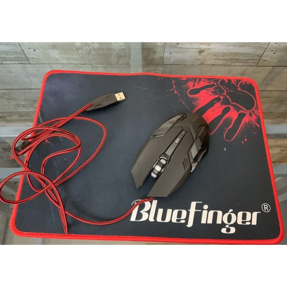 BlueFinger Gaming Computer Mouse and Mouse Pad USB Wired 11.8
